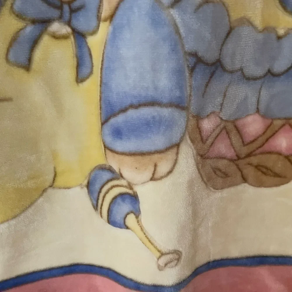 Korean Mink Vintage Bear Cabin in the Woods Baby Blanket Spring Easter Theme